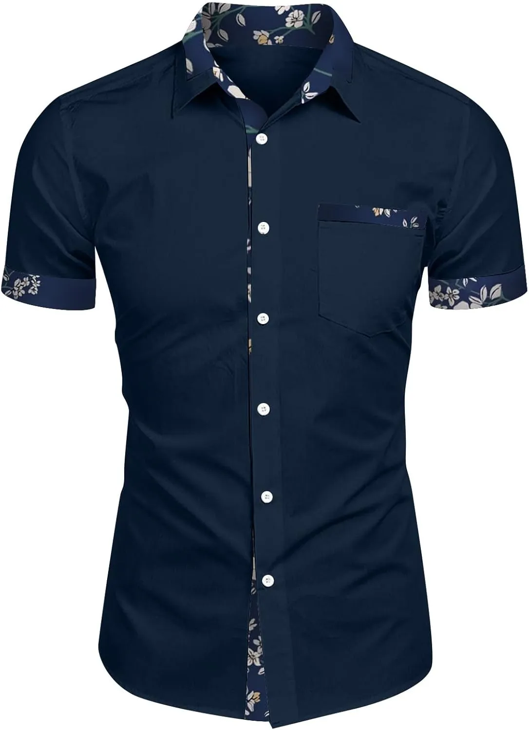 Hawaiian Shirt for Men Button Down Cuban Guayabera Tops V Neck Short Sleeve Aloha Shirts Summer Beach Camp Blouses