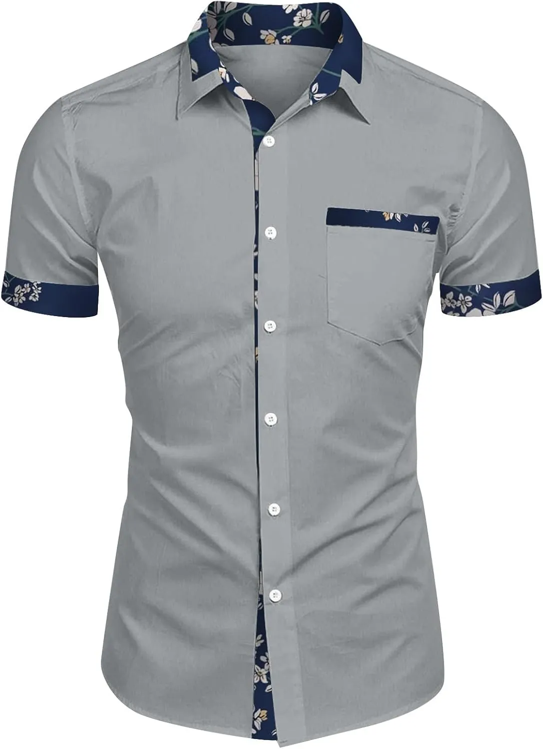 Hawaiian Shirt for Men Button Down Cuban Guayabera Tops V Neck Short Sleeve Aloha Shirts Summer Beach Camp Blouses