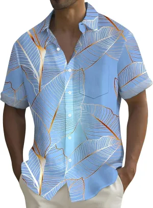 Hawaiian Shirt for Men Button Down Short Sleeve Shirt Casual Summer Beach Blouses Printed Tropical Style Floral