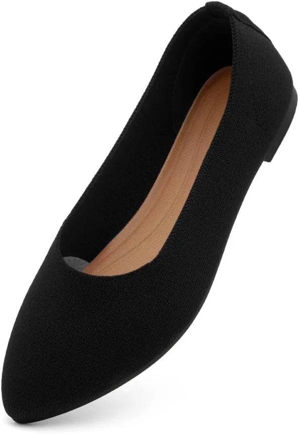 Herstyle Women??s Flats 2025 ?C Pointed Toe Knit Ballet Flat Shoes with Memory Foam, Slip-On Dressy Flats for Work, Office & Party, Comfy Business Casual Shoes for Travel