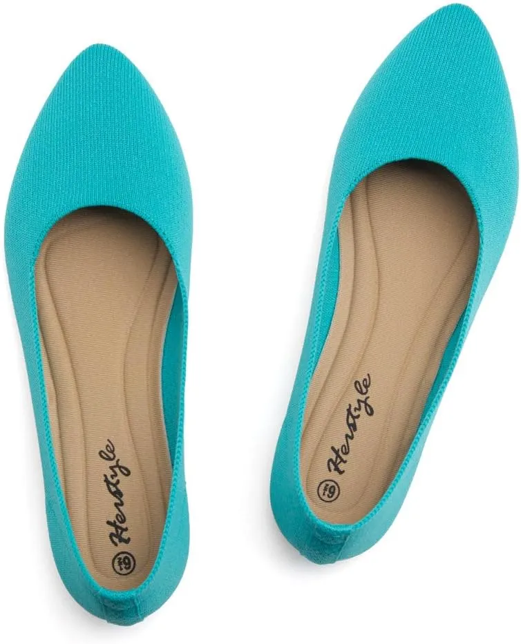 Herstyle Women??s Flats 2025 ?C Pointed Toe Knit Ballet Flat Shoes with Memory Foam, Slip-On Dressy Flats for Work, Office & Party, Comfy Business Casual Shoes for Travel