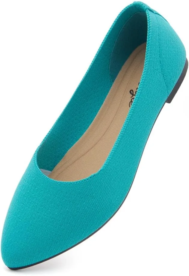 Herstyle Women??s Flats 2025 ?C Pointed Toe Knit Ballet Flat Shoes with Memory Foam, Slip-On Dressy Flats for Work, Office & Party, Comfy Business Casual Shoes for Travel