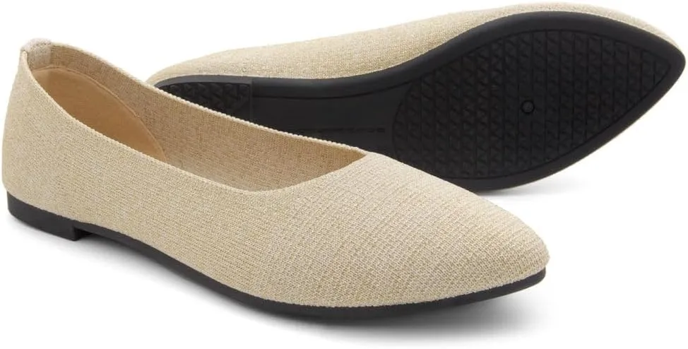 Herstyle Women??s Flats 2025 ?C Pointed Toe Knit Ballet Flat Shoes with Memory Foam, Slip-On Dressy Flats for Work, Office & Party, Comfy Business Casual Shoes for Travel