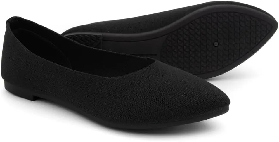 Herstyle Women??s Flats 2025 ?C Pointed Toe Knit Ballet Flat Shoes with Memory Foam, Slip-On Dressy Flats for Work, Office & Party, Comfy Business Casual Shoes for Travel