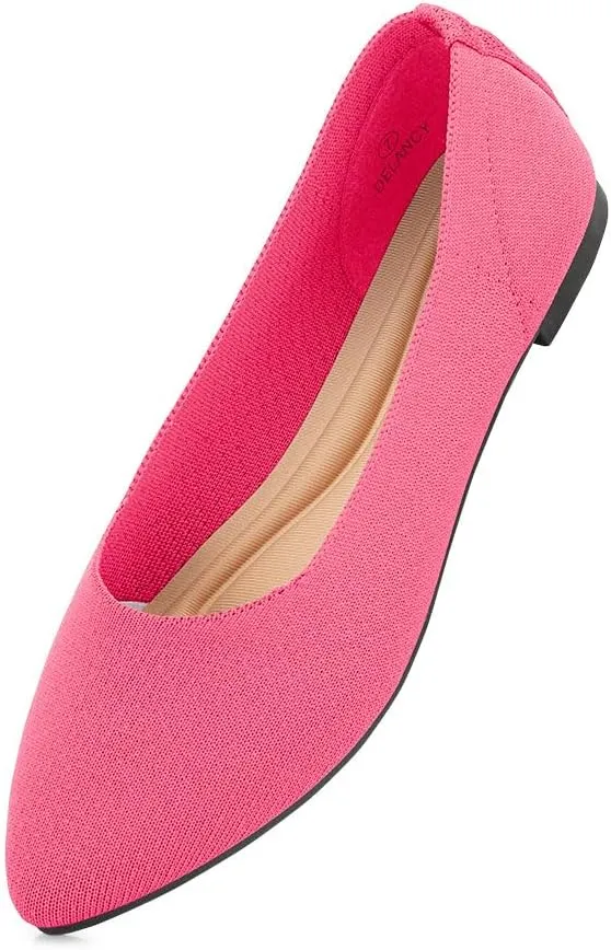 Herstyle Women??s Flats 2025 ?C Pointed Toe Knit Ballet Flat Shoes with Memory Foam, Slip-On Dressy Flats for Work, Office & Party, Comfy Business Casual Shoes for Travel