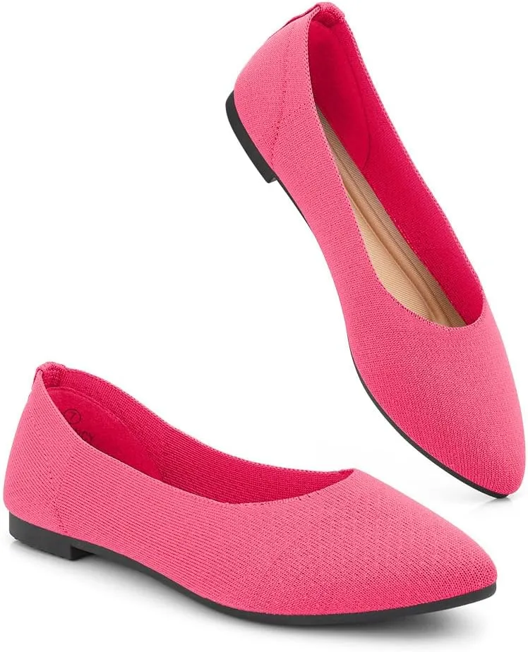 Herstyle Women??s Flats 2025 ?C Pointed Toe Knit Ballet Flat Shoes with Memory Foam, Slip-On Dressy Flats for Work, Office & Party, Comfy Business Casual Shoes for Travel