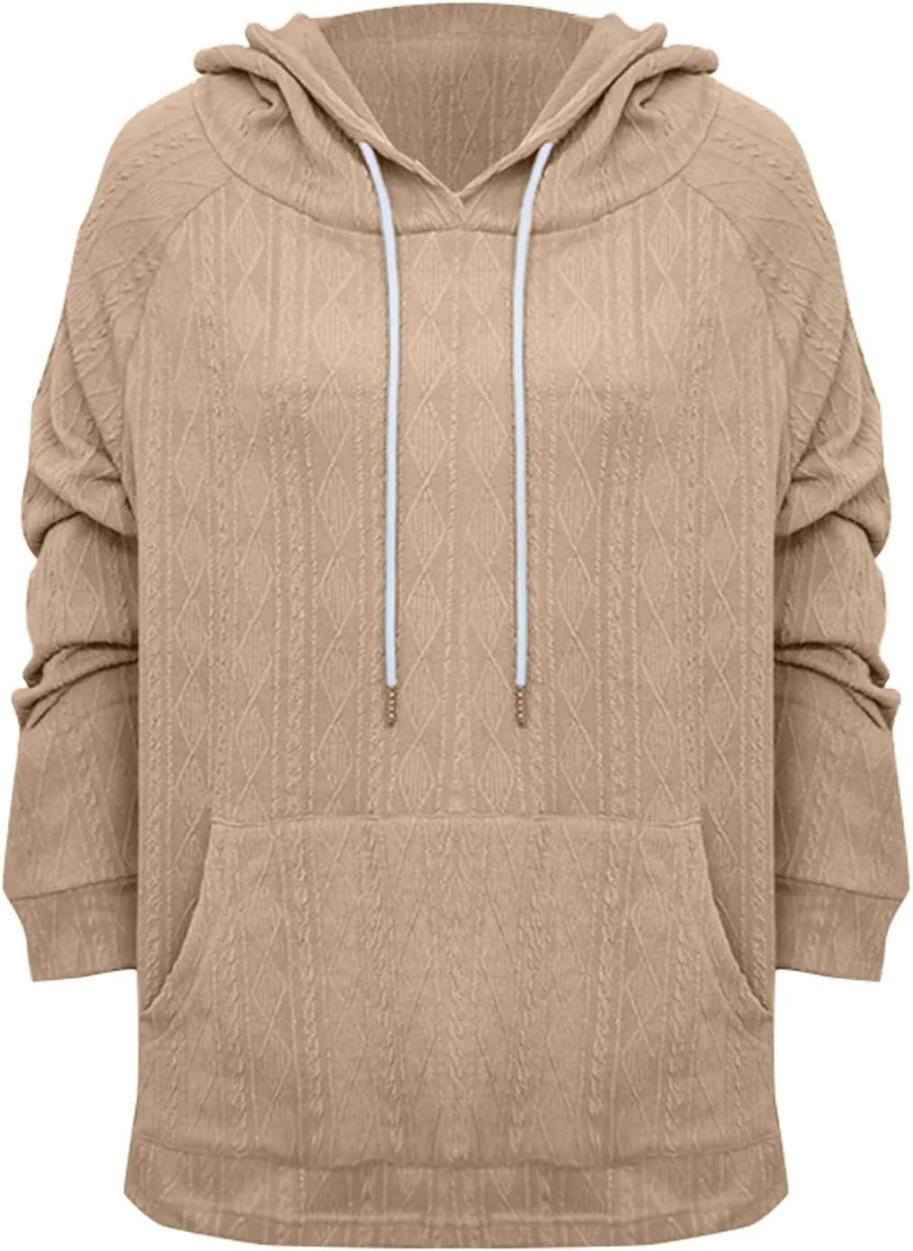 HGps8w Oversized Hoodies for Women Solid Color Casual Drawstring Pullover Sweatshirts Basic Hooded Tops 2025 Fall Fashion