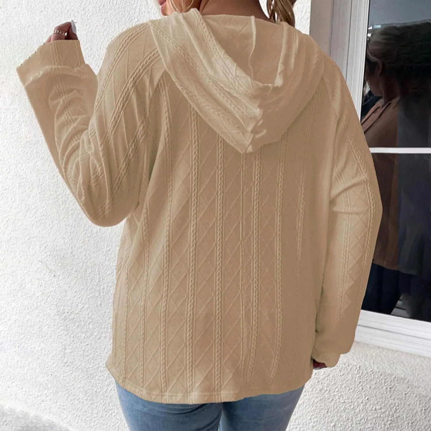 HGps8w Oversized Hoodies for Women Solid Color Casual Drawstring Pullover Sweatshirts Basic Hooded Tops 2025 Fall Fashion
