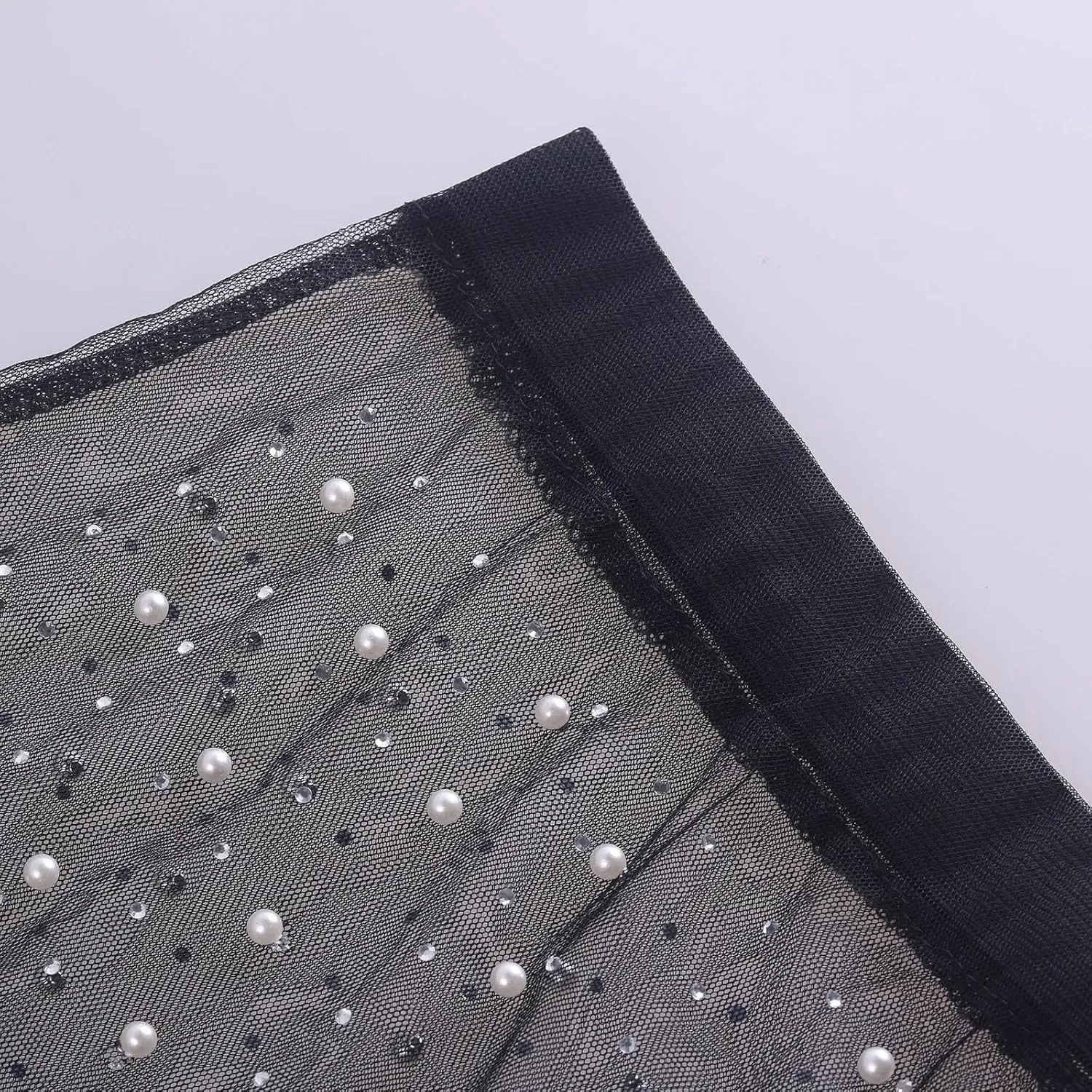 HGps8w Sexy Women's Sheer Mesh Pearl Rhinestone Side Split Maxi Skirt Summer Beachwear Swimsuit Bikini Cover Up Skirts