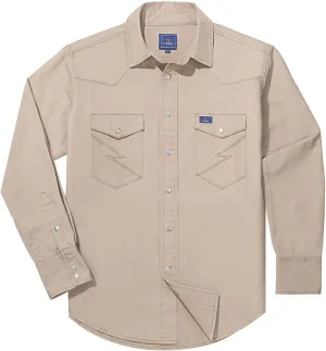 HISEA Men's Denim Shirt Long Sleeve Work Shirt Mens Regular Fit Button Down Shirts Cotton Work Shirts Washed Finish