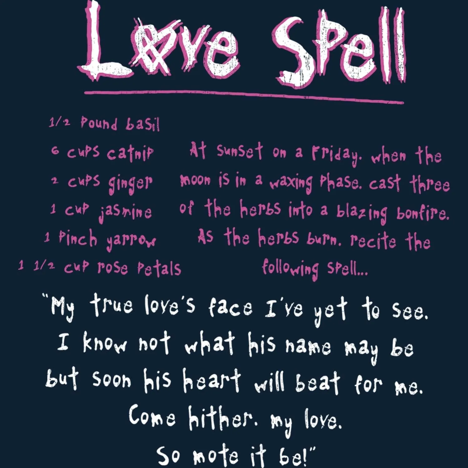 Hole Rock Band Love Spell Recipe Front & Back Print Adult Short Sleeve T-Shirt