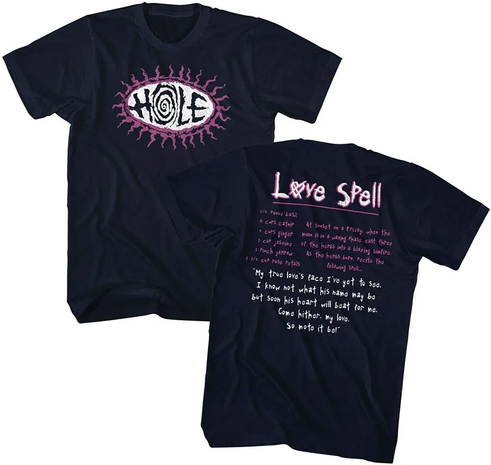 Hole Rock Band Love Spell Recipe Front & Back Print Adult Short Sleeve T-Shirt