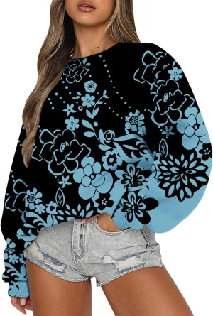 HTHLVMD Womens Sweatshirts Long Sleeve Crewneck Casual Striped Pullover Sweatshirts 2024 Outfits Fall Clothes for Women