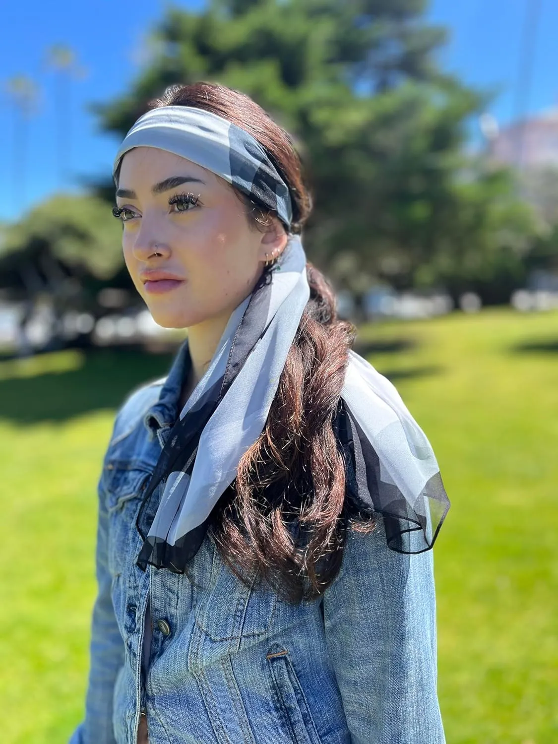 Humble Hilo Pattern Chiffon Scarf Sheer Lightweight Headband Accessory for Women