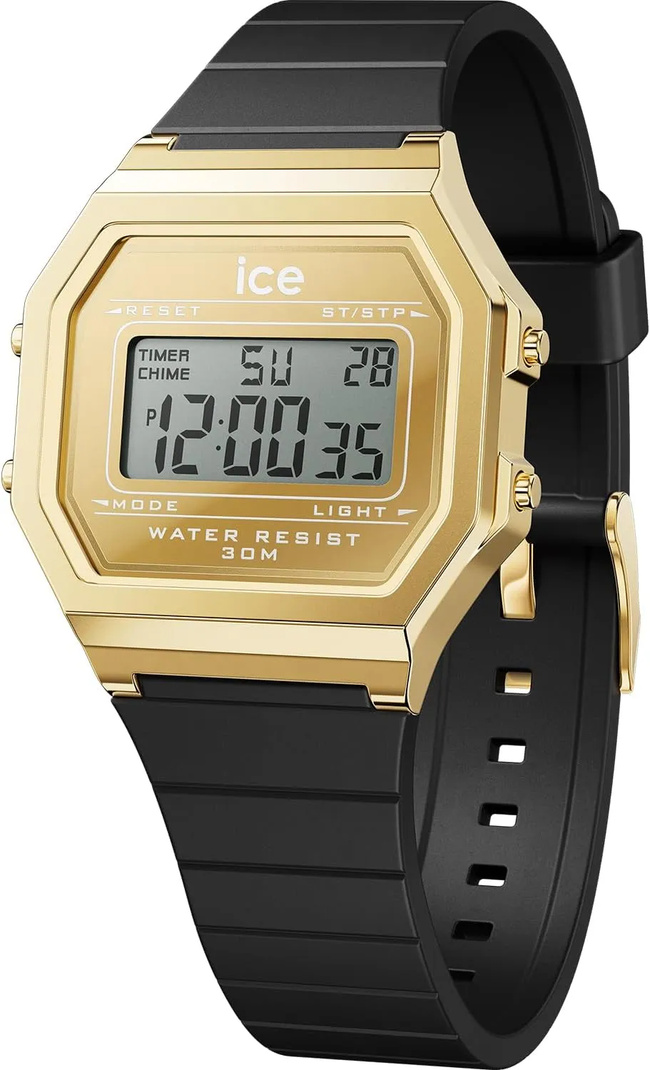 ICE-WATCH - Ice Digit Retro - Women's Wristwatch with Silicon Strap - Backlight 3 ATM Waterproof Digital Watch - 12/24H Format, Dater, Alarms, Stopwatch