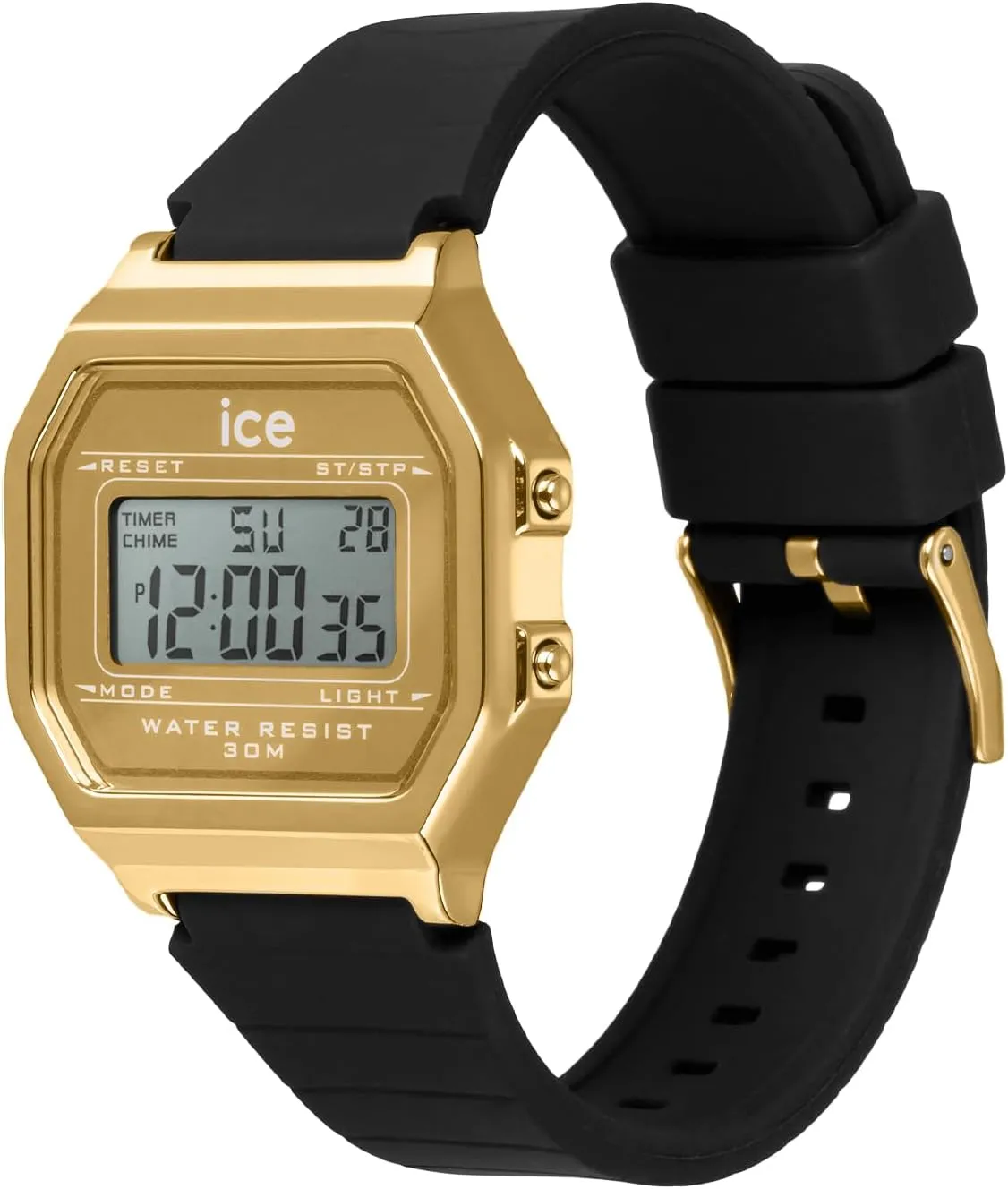 ICE-WATCH - Ice Digit Retro - Women's Wristwatch with Silicon Strap - Backlight 3 ATM Waterproof Digital Watch - 12/24H Format, Dater, Alarms, Stopwatch