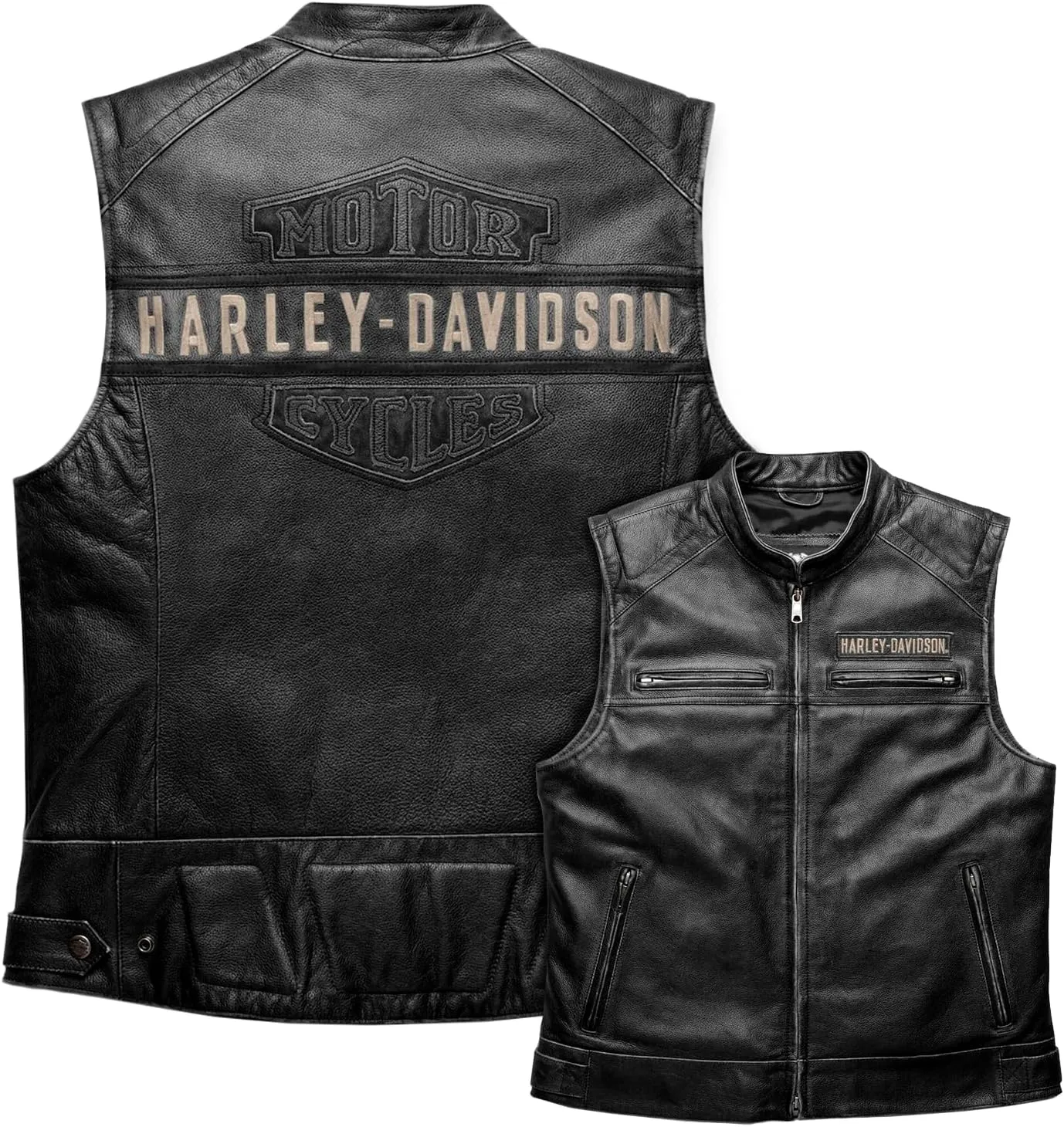 Iconic HD Mens Passing Link Leather Biker Vest  Motorcycle Road Warrior