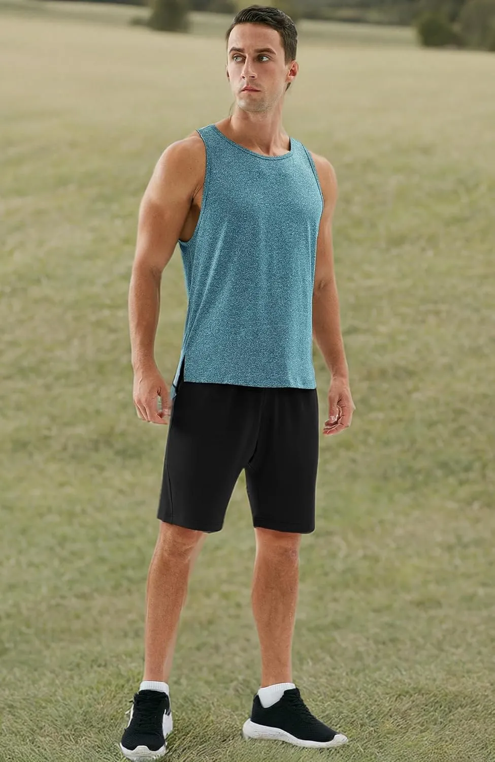 icyzone Men's Racerback Athletic Muscle Tank Tops for Gym Workout Running Exercise