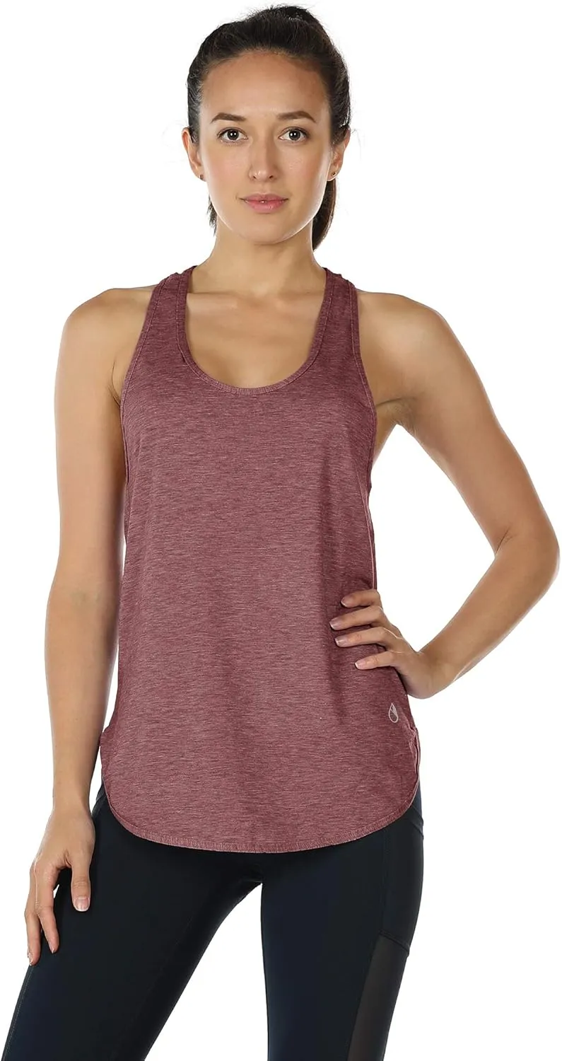 icyzone Women's Racerback Workout Athletic Running Tank Tops Loose Fit (Pack of 2)