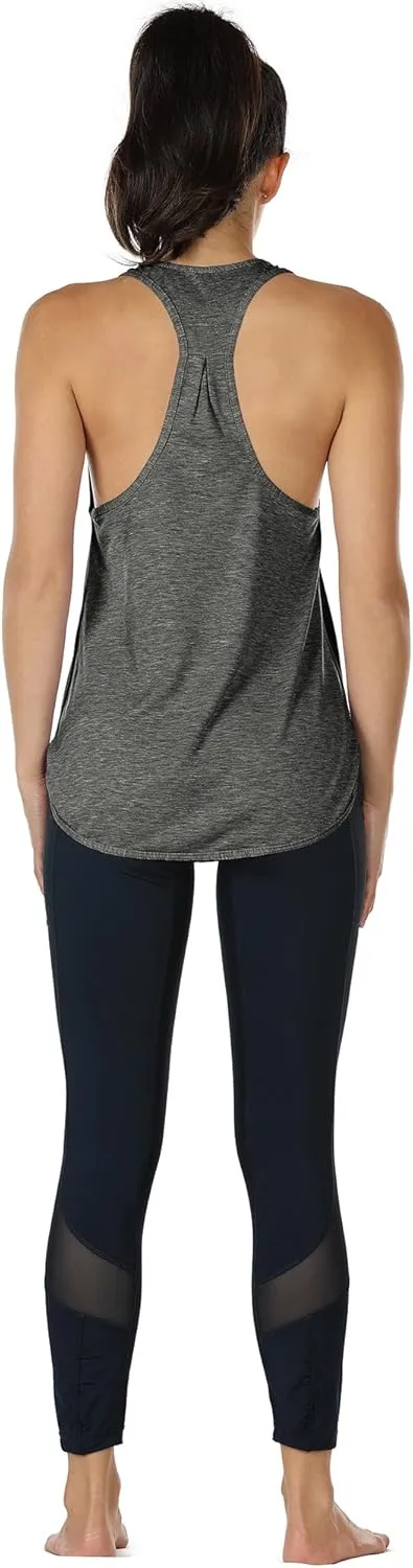 icyzone Women's Racerback Workout Athletic Running Tank Tops Loose Fit (Pack of 2)