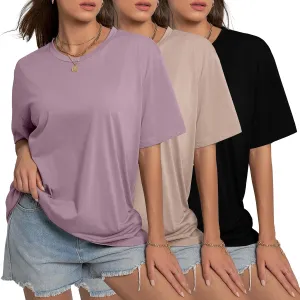 INIBUD Oversized Tshirts for Women Short Sleeve Graphic Tees Loose Fit Summer Tops Crew Neck Basic Casual Y2K Tee Shirt