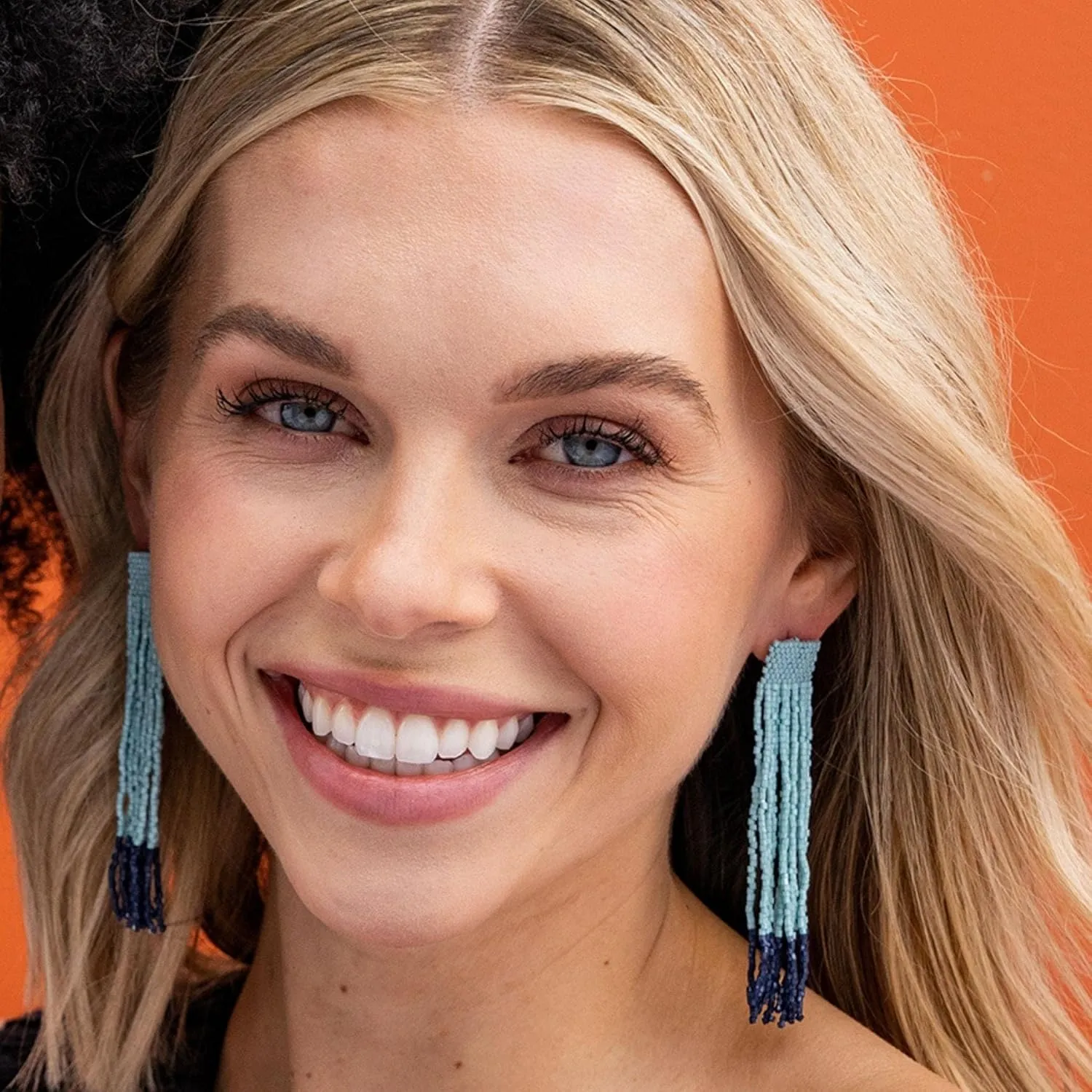 INK ALLOY Boho Beaded Earrings for Women Dangling, Ila Colorblock Luxe Seed Bead Fringe Statement Earrings, Handmade Jewelry for the Modern Bohemian, 3.25-Inch Length