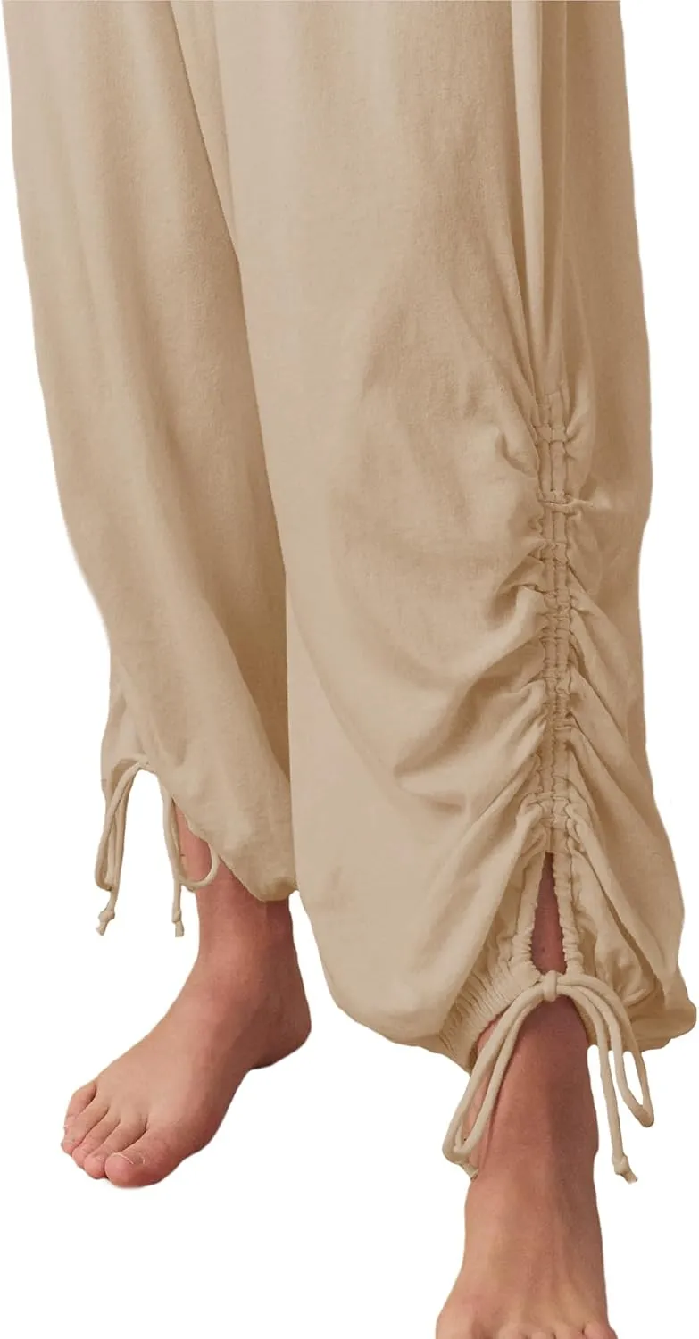 ISZPLUSH Womens Balloon Jogger Pant High Waist Sweaterpants Drawstring Wide Leg Causual Loose Palazzo Trousers
