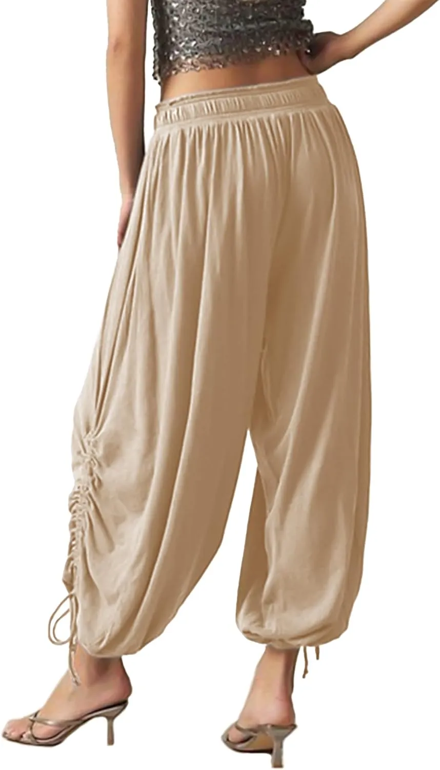 ISZPLUSH Womens Balloon Jogger Pant High Waist Sweaterpants Drawstring Wide Leg Causual Loose Palazzo Trousers