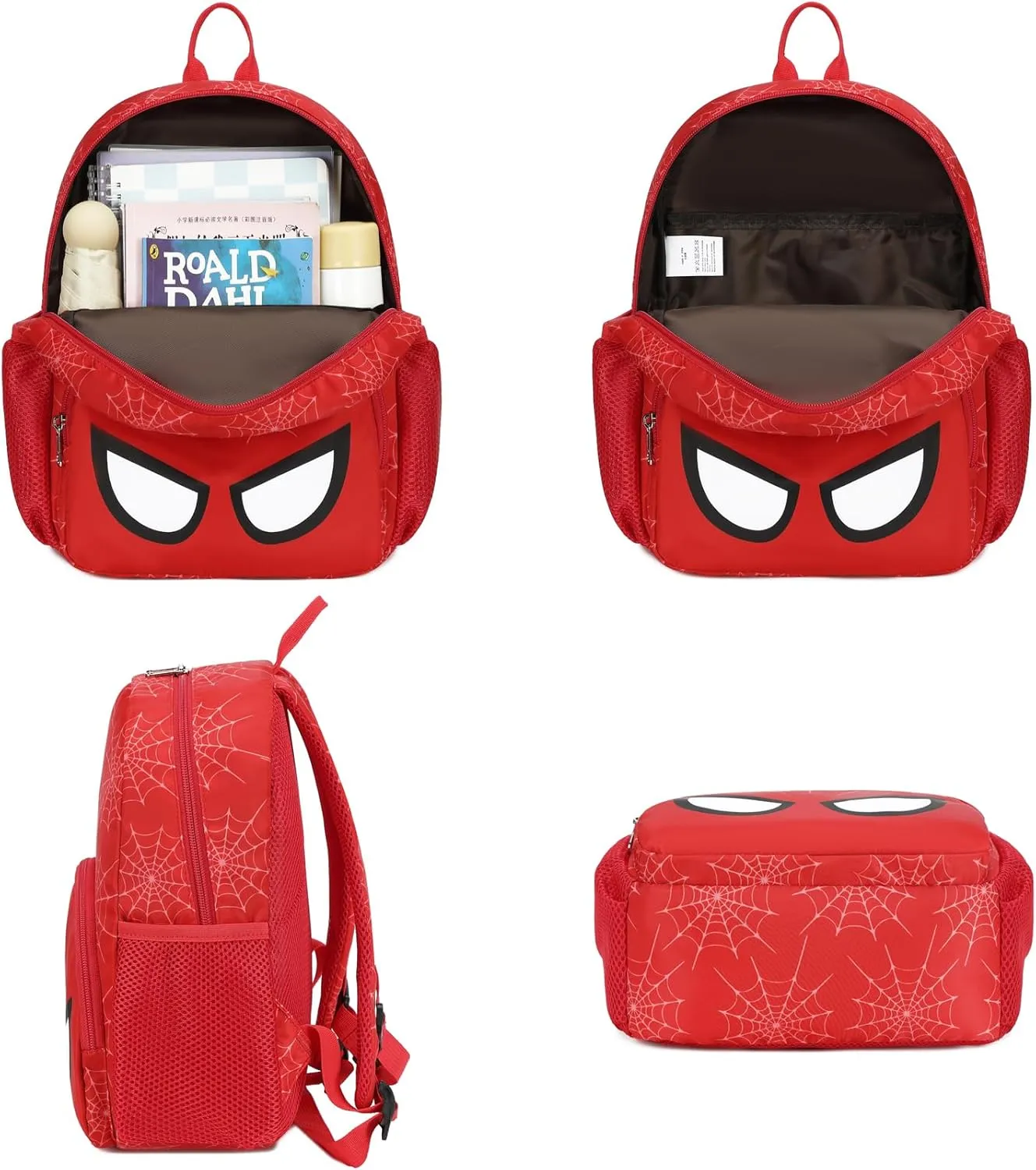 JIANYA Spider Toddler Backpack for Little Boys Mini Backpack for Kids Cute Preschool Backpack with Chest Strap, Black