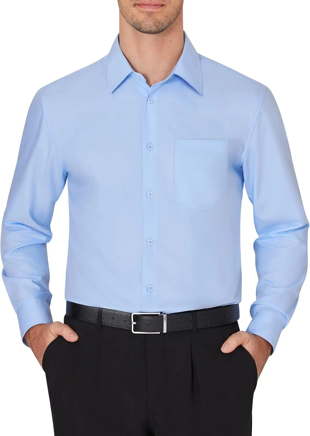 J.VER Men's Dress Shirts Wrinkle Free Long Sleeve Formal Shirt Solid Business Casual Button Down Shirts for Wedding Prom