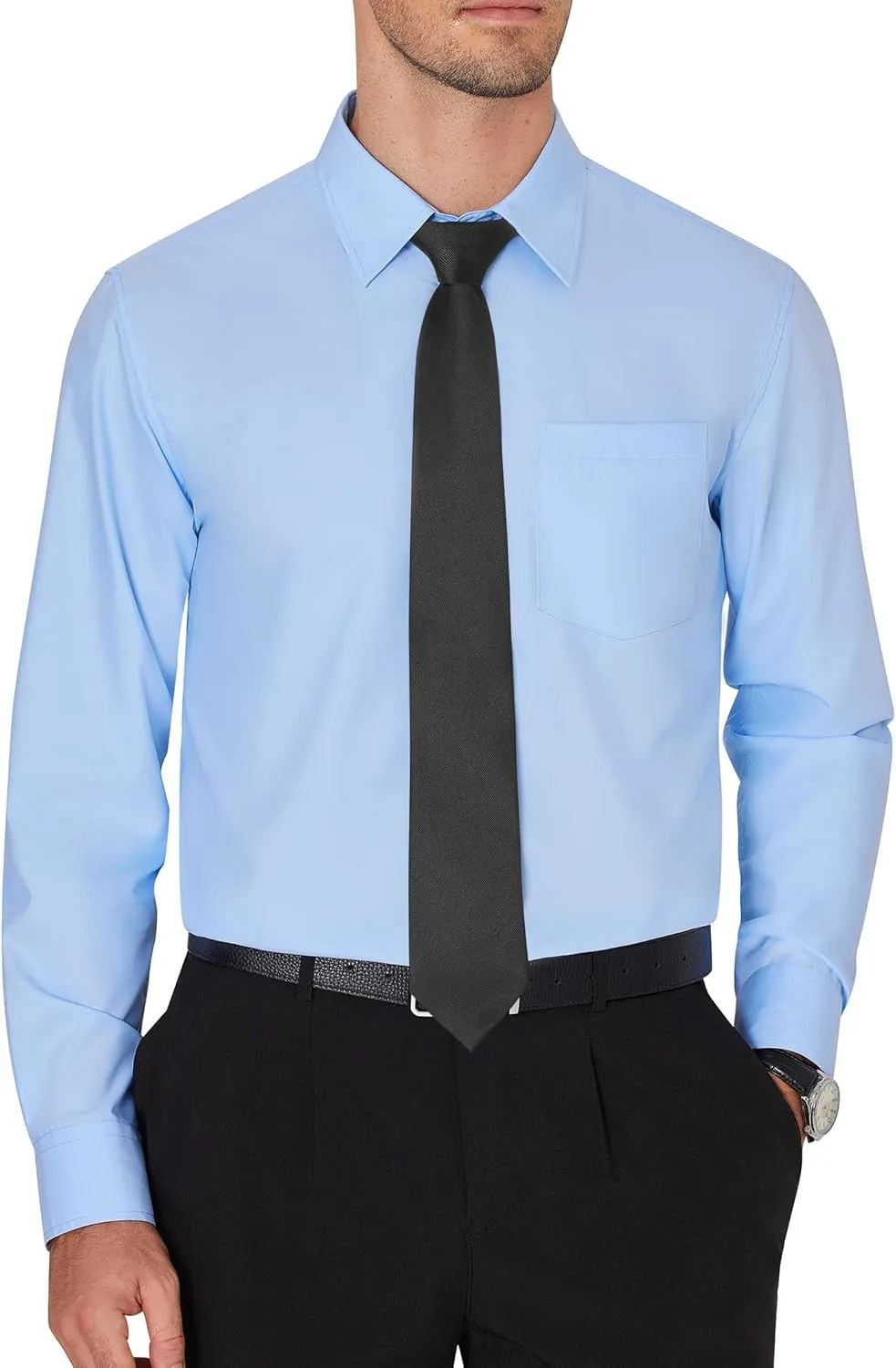 J.VER Men's Dress Shirts Wrinkle Free Long Sleeve Formal Shirt Solid Business Casual Button Down Shirts for Wedding Prom