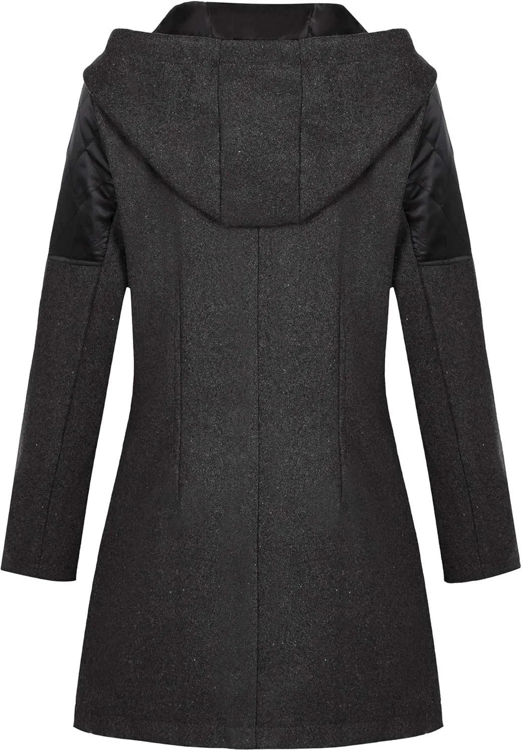 Kubbon Women Wool Blend Jacket Oversized Zip Up Long Sleeve Pea Coat Elegant Lapel Open Front Trench Coat with Pockets