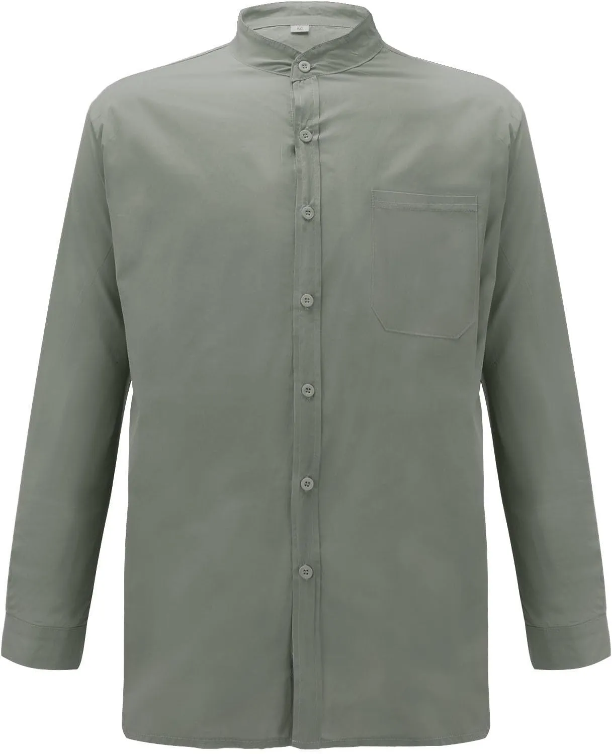 KUIOLYPOER Button Down Linen Shirts for Men Solid Color Casual Long Sleeve Regular Fit Cotton Beach Shirts with Pocket