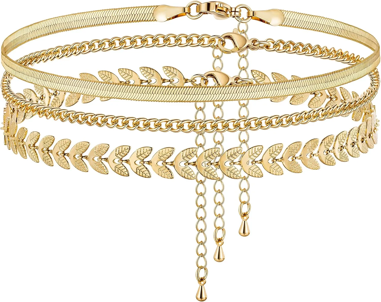 Kyerlyn Dainty Simple Chain Anklet for Women 18k Gold/Silver Plated Summer Beach Beaded Evil Eye Moon Figaro Butterfly Satellite Cuban Pearl Flat Marina Anklet Gift