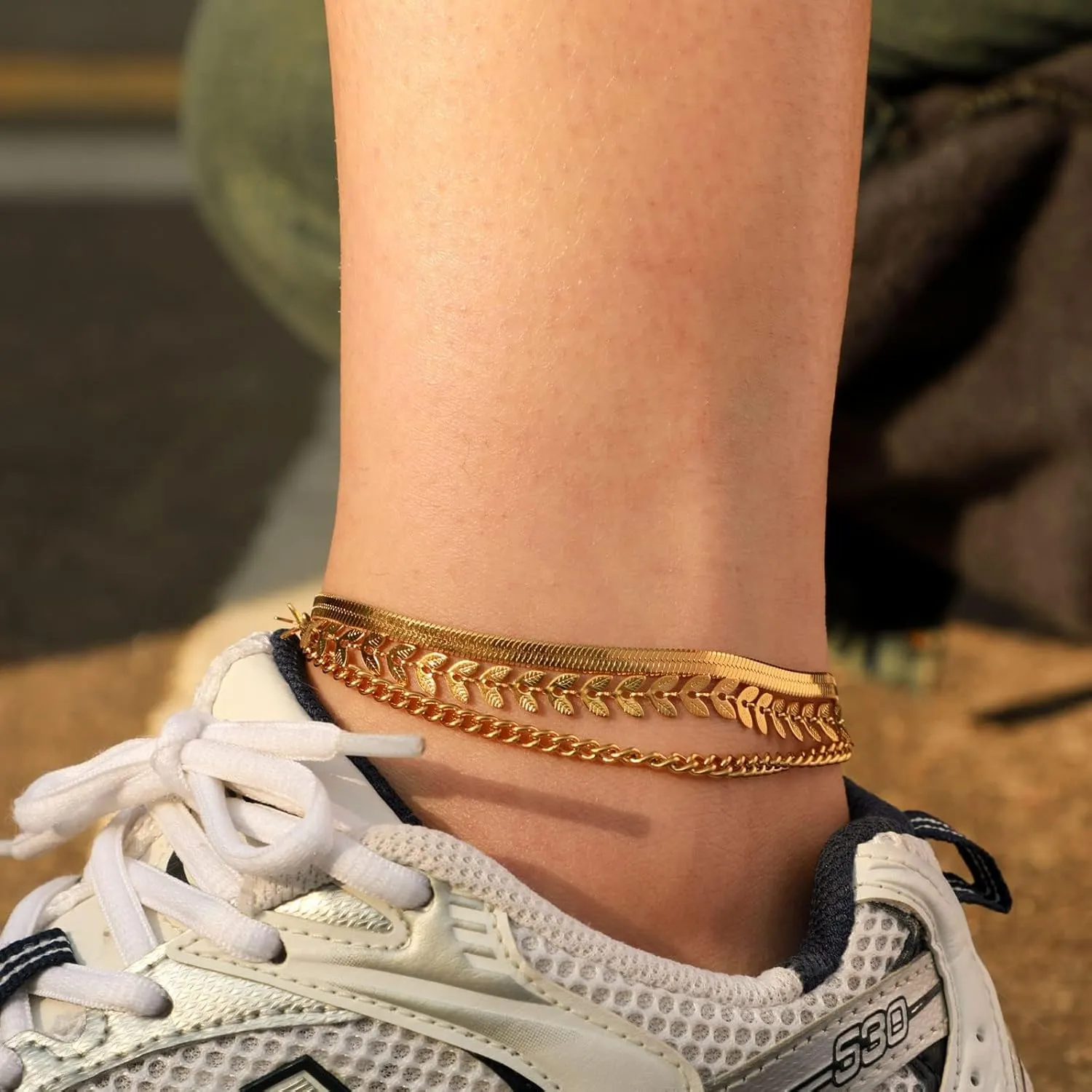 Kyerlyn Dainty Simple Chain Anklet for Women 18k Gold/Silver Plated Summer Beach Beaded Evil Eye Moon Figaro Butterfly Satellite Cuban Pearl Flat Marina Anklet Gift