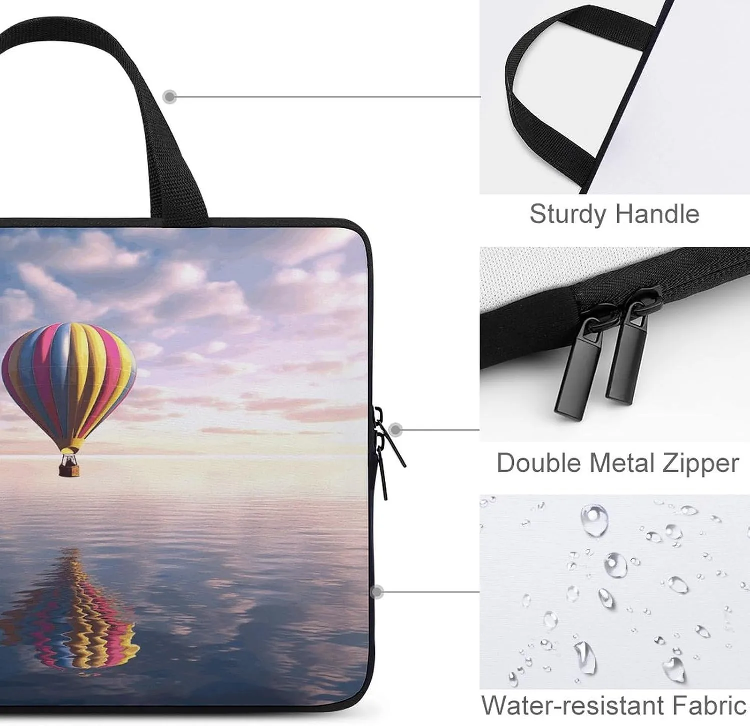 Laptop Bag Ultrathin Hot Air Balloon Over The Sea Printing Laptop Carrying Case Portability Messenger Bags For Work Travel