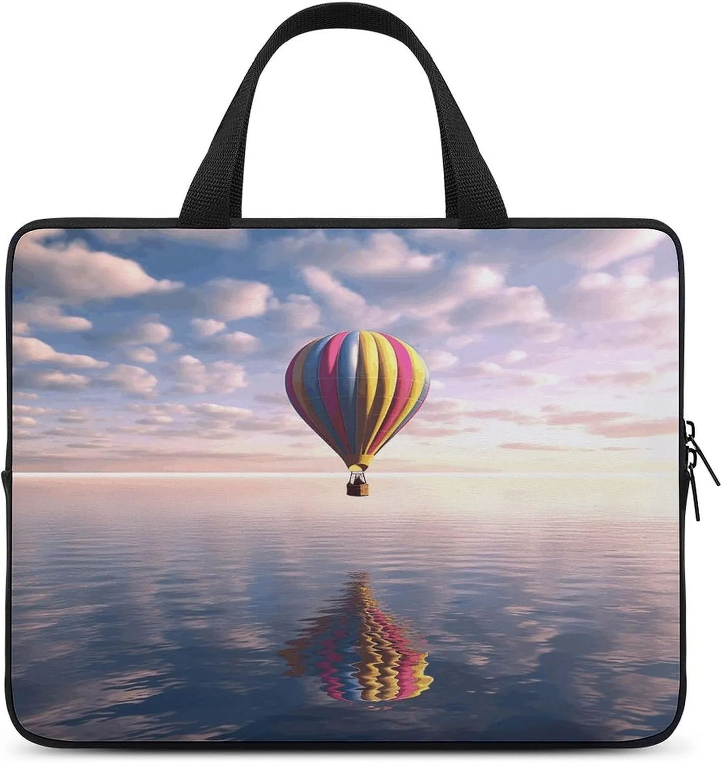 Laptop Bag Ultrathin Hot Air Balloon Over The Sea Printing Laptop Carrying Case Portability Messenger Bags For Work Travel