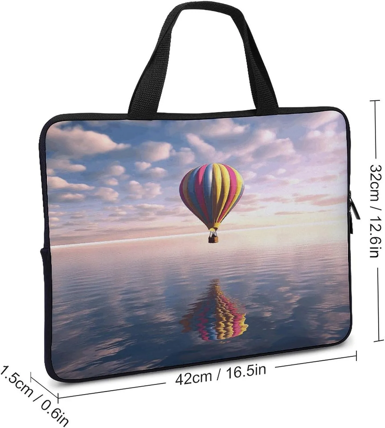 Laptop Bag Ultrathin Hot Air Balloon Over The Sea Printing Laptop Carrying Case Portability Messenger Bags For Work Travel