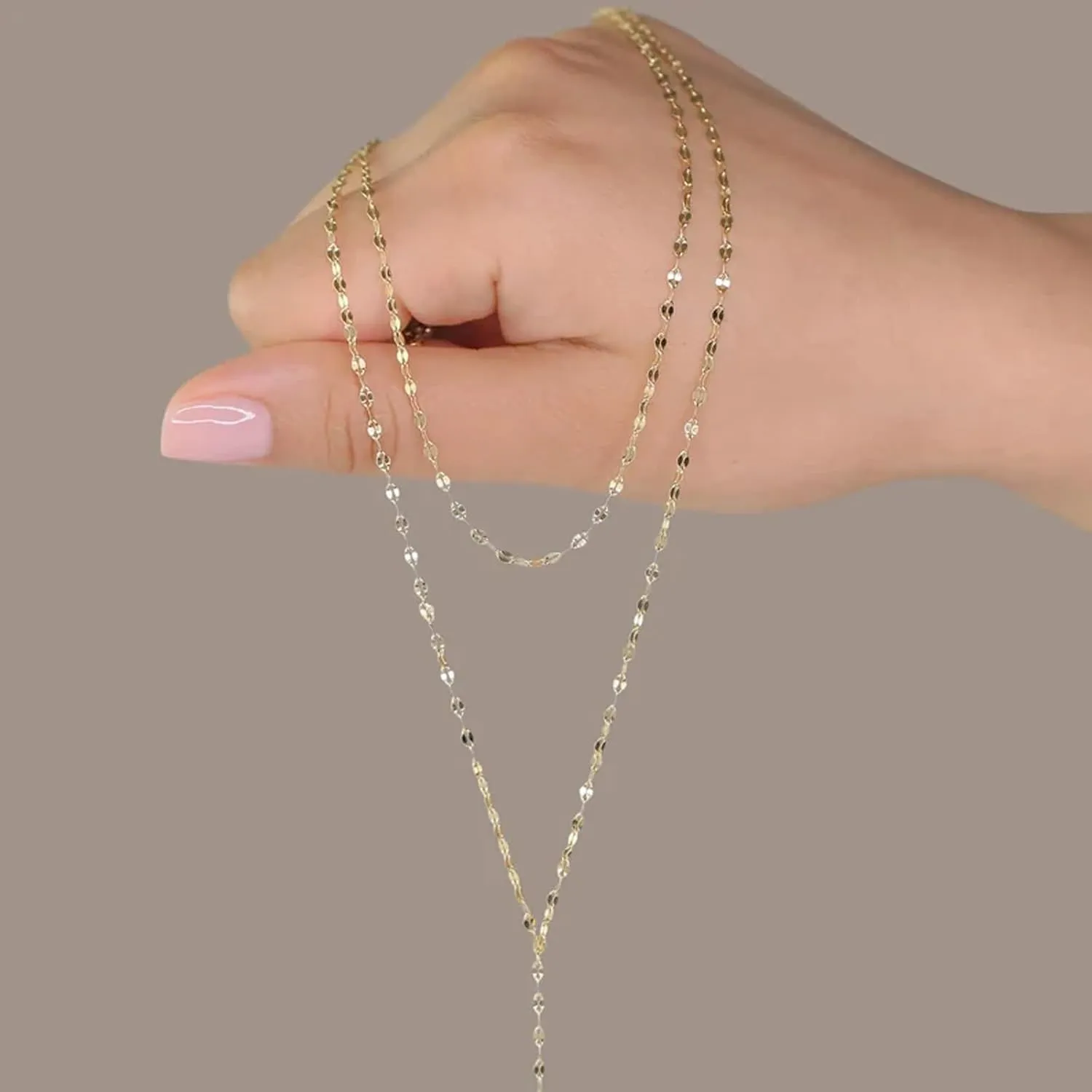 Lariat Gold Necklace for Women Layered Long Necklaces Layer Sequin Twist Chain Rhinestone Teardrop Y Necklaces Dainty Necklace for Women Simple Jewelry Gifts