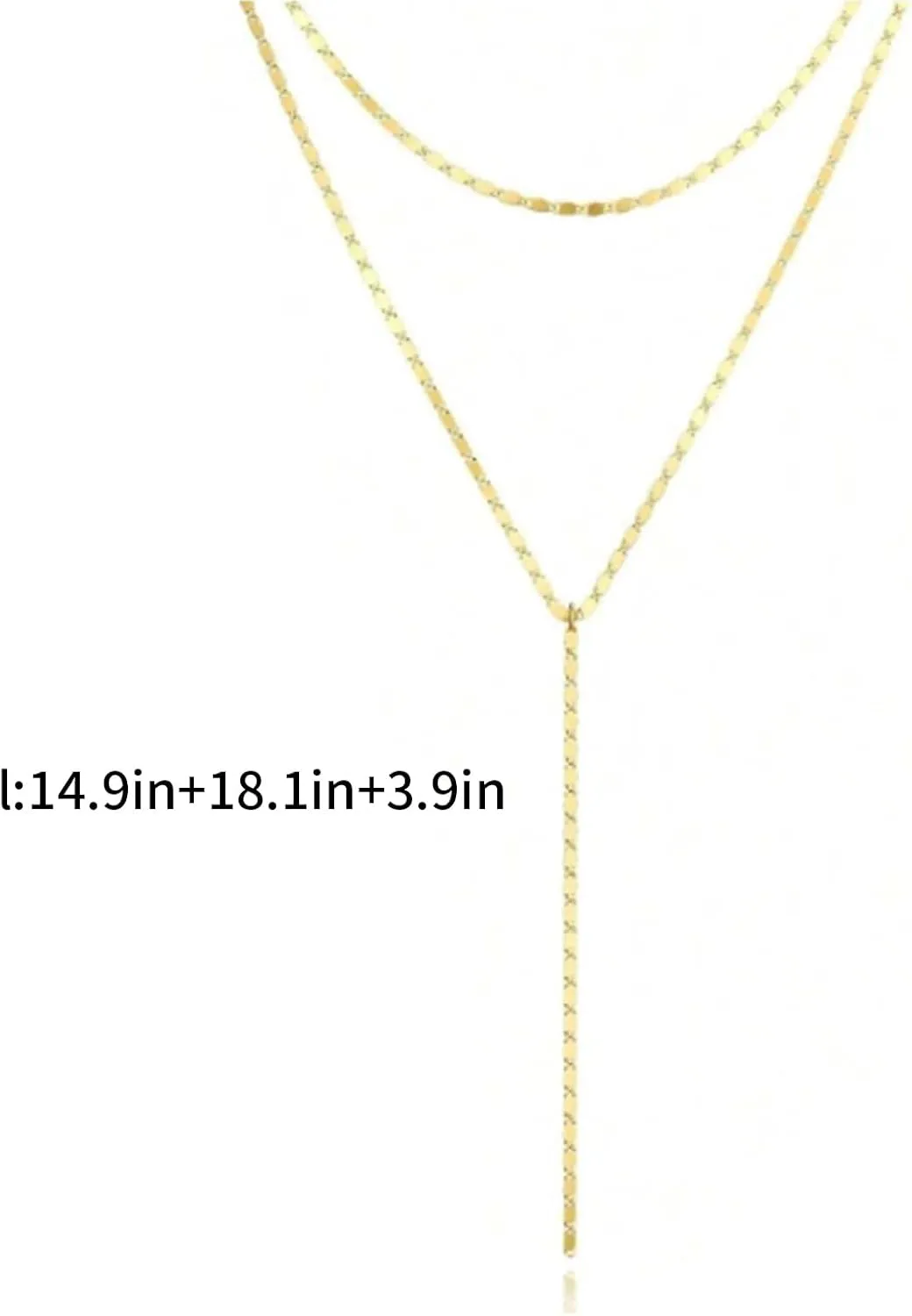 Lariat Gold Necklace for Women Layered Long Necklaces Layer Sequin Twist Chain Rhinestone Teardrop Y Necklaces Dainty Necklace for Women Simple Jewelry Gifts