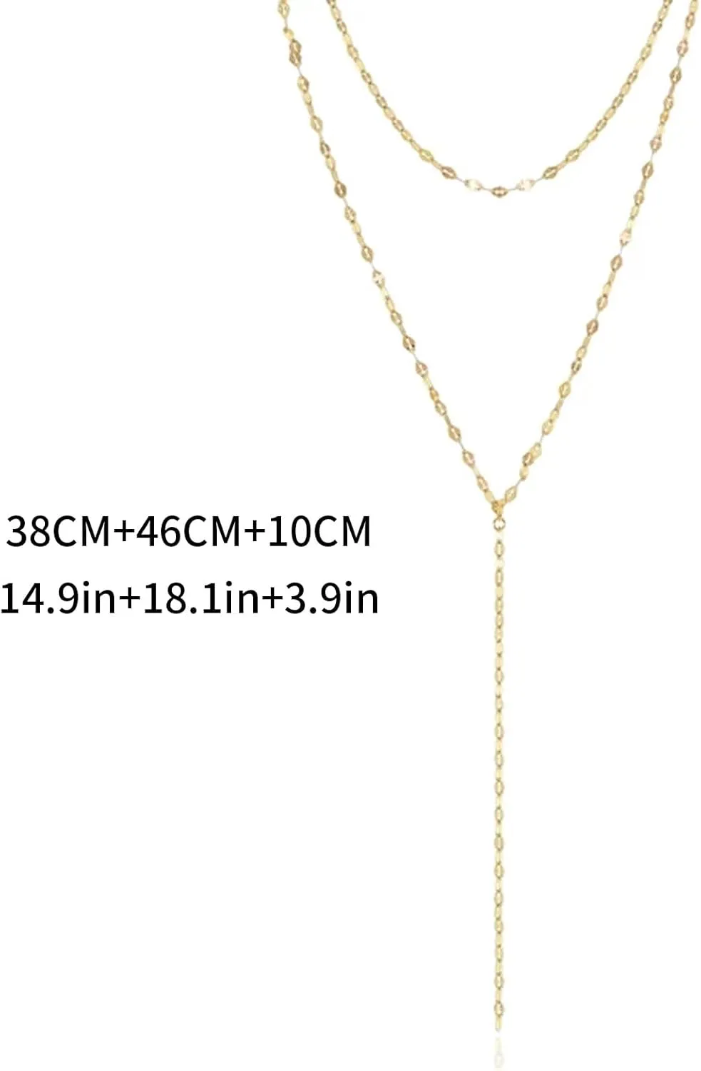 Lariat Gold Necklace for Women Layered Long Necklaces Layer Sequin Twist Chain Rhinestone Teardrop Y Necklaces Dainty Necklace for Women Simple Jewelry Gifts