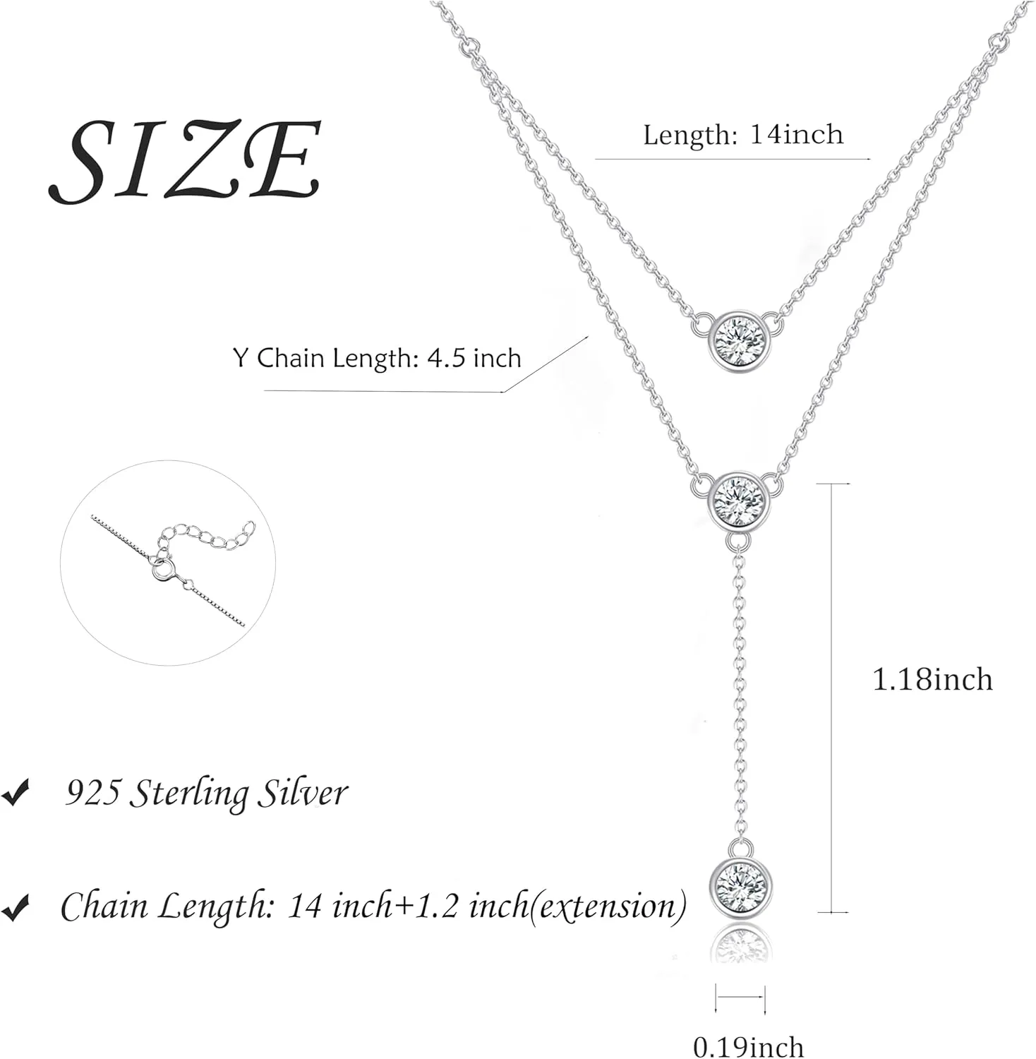 Layered Necklace 925 Sterling Silver Love Heart Cross Multilayer Adjustable Y Layered Chain Pendant Necklaces Jewelry for Women
