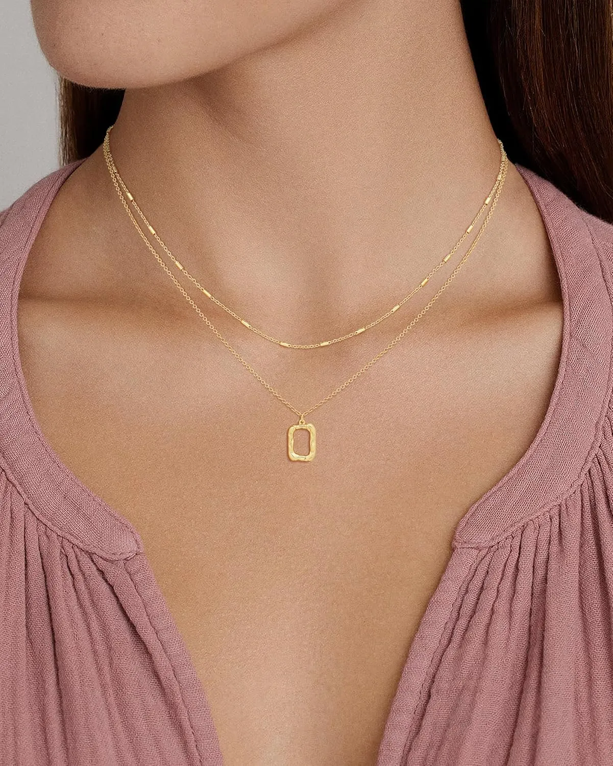 Layered Necklaces for Women 14K Gold Plated Stack Circle Pendant Trendy Long Chain Stackable Handmade Coin Necklace Set Dainty Gold Stacked Jewelry Gifts