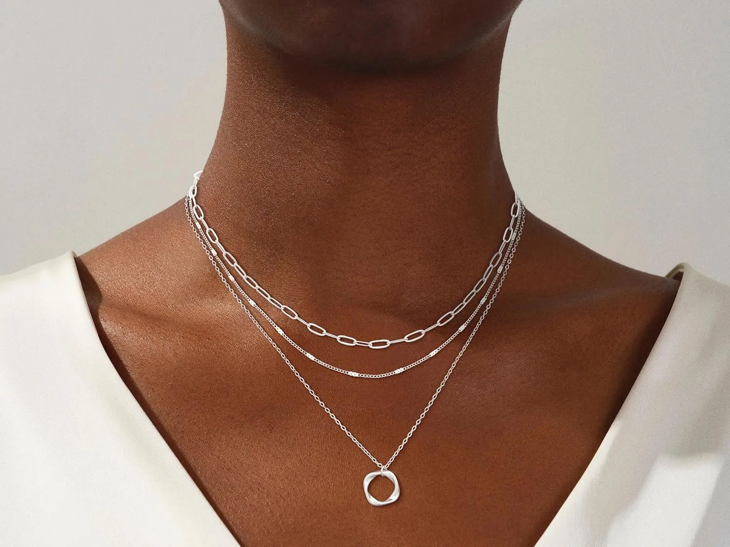 Layered Necklaces for Women Stackable Gold/Silver Plated Cuban Link Toggle Clasp Necklaces Fashion Paperclip Chain Jewelry for Women Ideal Gift