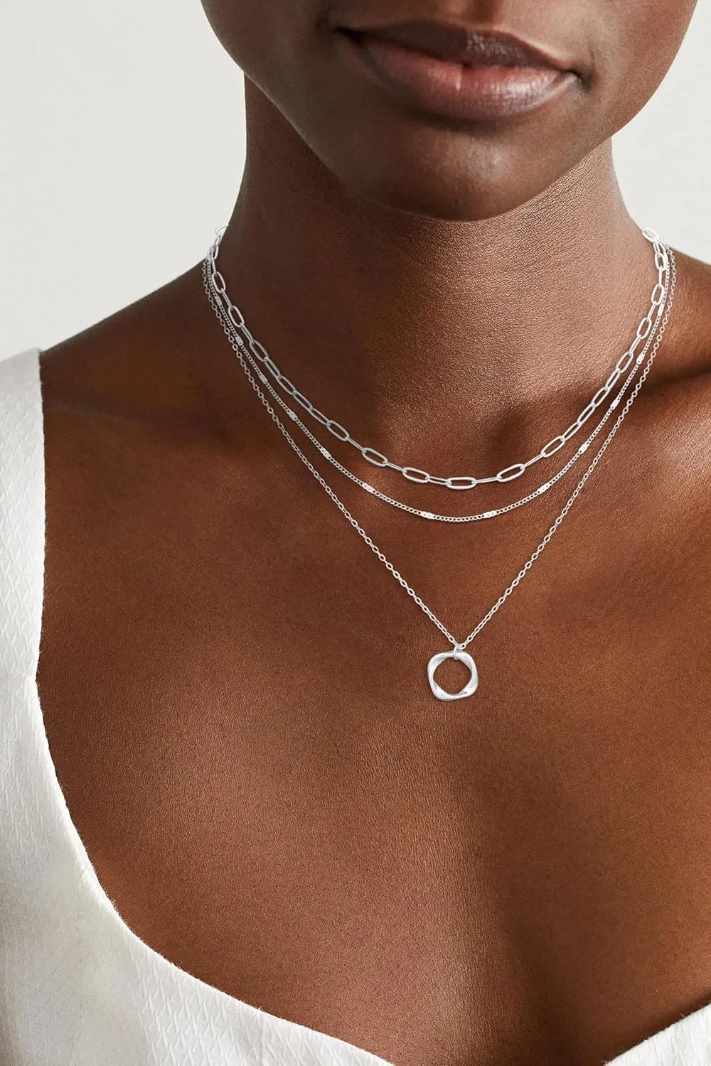 Layered Necklaces for Women Stackable Gold/Silver Plated Cuban Link Toggle Clasp Necklaces Fashion Paperclip Chain Jewelry for Women Ideal Gift