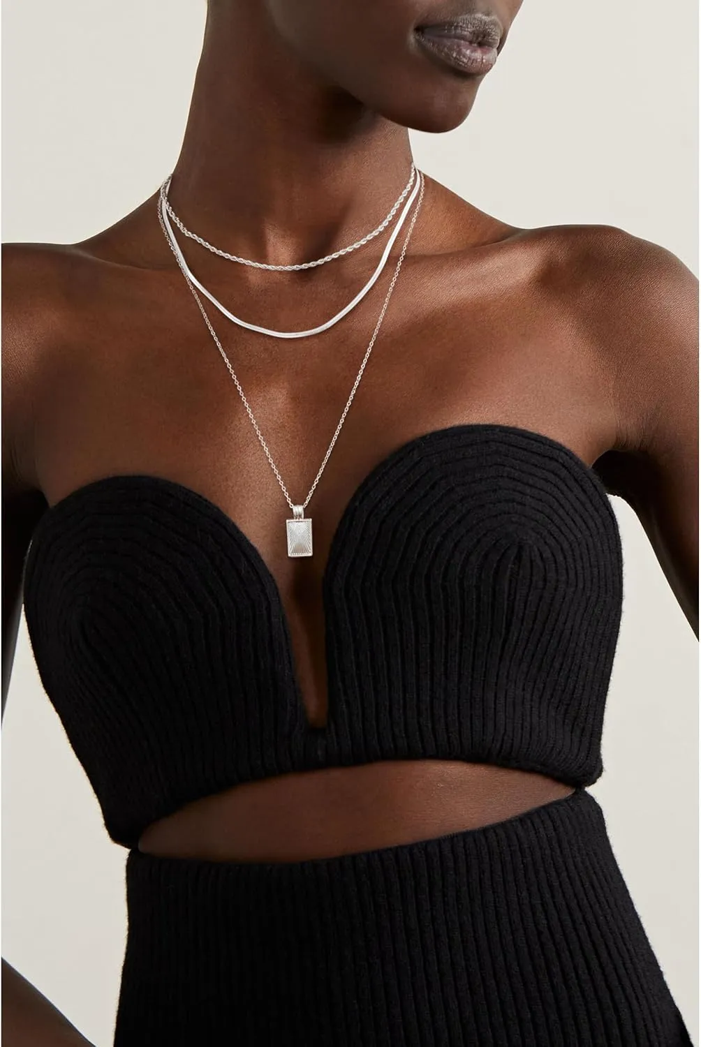 Layered Silver Necklaces for Women, Sterling Silver Stackable Stack Choker Necklaces Trendy Real Gold Plated Layering Disc Circle Pendant Chain Dainty Necklace Set Jewelry for Women