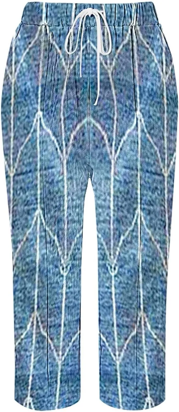 LCMTWX Women Linen Pants 2025 Drawstring Pants with Pockets Wide Leg Cropped Pants for Women Capri Pants 2025 Pants with