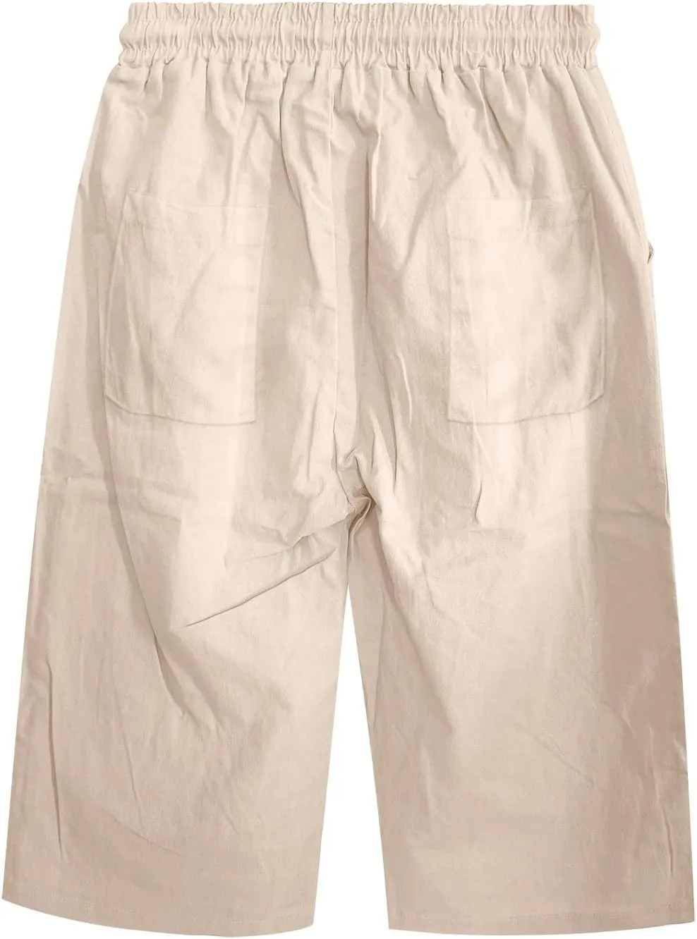 LCMTWX Womens Linen Pants Waist Pants Drawstring Pants with Pockets Wide Leg Cropped Pants for Women Capri Pants 2025 Pants