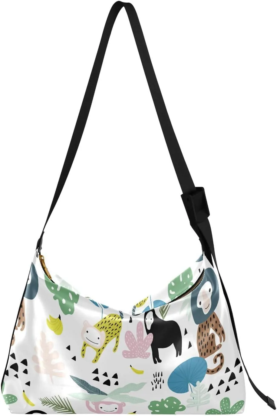 Lemur Monkey Tropical Hobo Crossbody Bags for Women Leather Large Shoulder Bag Cross Body Trendy Womens Tote Bags Handbag for Travel Shopping