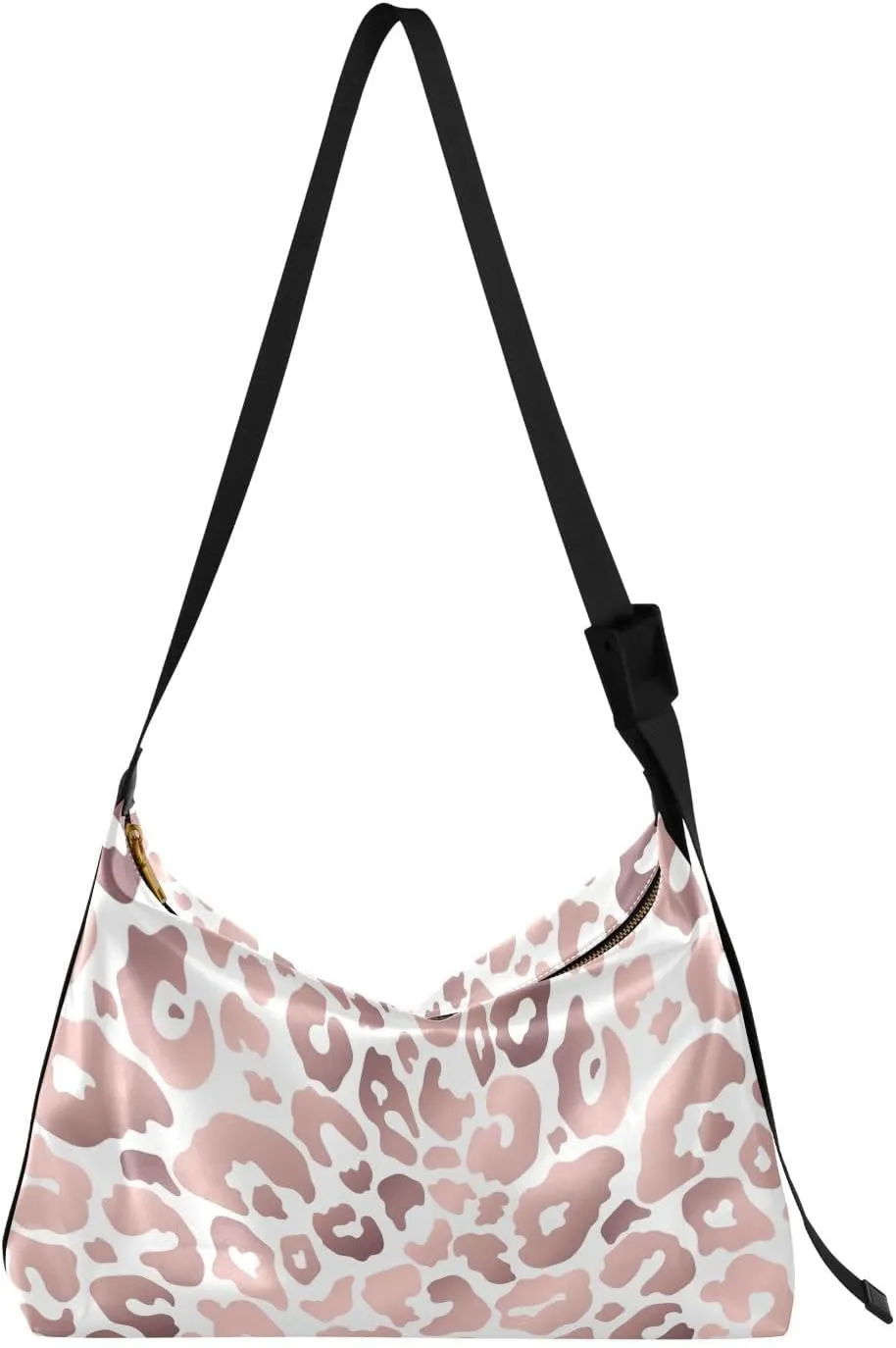 Leopard Printed Pattern Hobo Crossbody Bags for Women Leather Large Shoulder Bag Cross Body Pink Trendy Womens Tote Bags Handbag for Travel Shopping